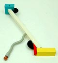Plafondlamp Quisisiana gelakt metaal in wit geel blauw zwart groen met twee lichtpunten ontwerp Ettore Sottsass 1981 uitvoering Memphis Milaan / Italië 