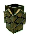 Steengoed bronskleurige Multipel vaas ontwerp Jan van der Vaart 1978 uitvoering Makkum 1978 