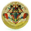  Biscuitmodel van wandbord door T.A.C.Colenbrander persoonlijk voorzien van met potlood ingetekend decor en van met waterverf aangegeven kleuren bedoeld als voorbeeld voor de plateelschilder van Rozenburg Den Haag 1885-'89 