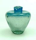 Helderglazen Unica vaas X 1626 met ingesloten lichtblauwe uitgeslingerde glaslaag ontwerp A.D.Copier 1946 uitvoering Glasfabriek Leerdam 