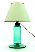 Geblazen meerblauw glazen lampvoet met metalen montuur ontwerp A.D.Copier 1930 uitvoering Glasfabriek Leerdam 