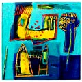 Schilderij acryl op linnen Zonder titel 2 ontwerp uitvoering Geert Vrijdag 1943-1999 in eigen atelier ca.1995 