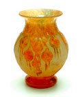 Meerkleurig glazen vaas Platanes met geëtste reliëf decoratie ontwerp Charles Schneider uitvoering Charder Le Verre Français Frankrijk 1927-'28 