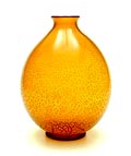 Amberkleurige Serica vaas no.6 met tincraquelé ontwerp A.D.Copier 1928 uitvoering Glasfabriek Leerdam 