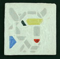 Aardewerk Stijl tegel met geabstraheerde voorstelling van geit in grijs zwart blauw rood en geel tegen witte achtergrond ontwerp uitvoering 1946 door Bart van der Leck 1876 - 1958 Provenance De erven Bart van der Leck 