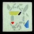 Aardewerk Stijl tegel met geabstraheerde voorstelling van bok in grijs zwart blauw rood en geel tegen witte achtergrond ontwerp uitvoering 1946 door Bart van der Leck 1876 - 1958 Provenance De erven Bart van der Leck 