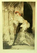 Handgekleurde lithographie Don Juan ontwerp uitvoering Louis Icart 1888-1950 in 1928 o.a gesigneerd met E.A Épreuve Artiste 