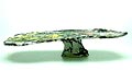 Onregelmatige ovale Unica schaal “ Tableau ” besprenkeld met wit zwart geel groen en blauwe glazuur ontwerp uitvoering Rob Brandt 1985 Provenance Collectie Regnault / Snel 
