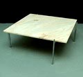  Salontafel vierkant marmeren blad op RVS onderstel ontwerp Poul Kjærholm 1956 uitvoering Kold Christensen / Denemarken 1956-'80 