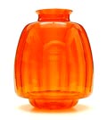  Oranje glazen vaas met verticaal optiek ontwerp A.D.Copier 1928 uitvoering Glasfabriek Leerdam 