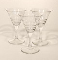  Wijnglazen 3x A geringd ontwerp K.P.C de Bazel 1917 uitvoering Glasfabriek Leerdam 
