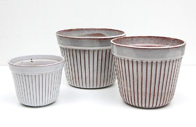  Three earthenware flowerpots design execution by Westraven / the Netherlands ca.1960 