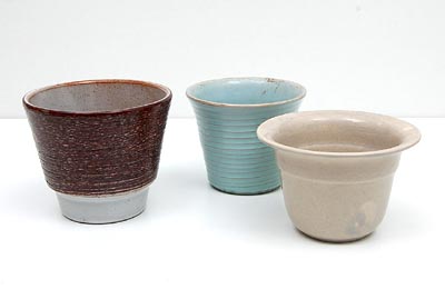  Three earthenware flowerpots design execution by ADCO / the Netherlands ca.1960 