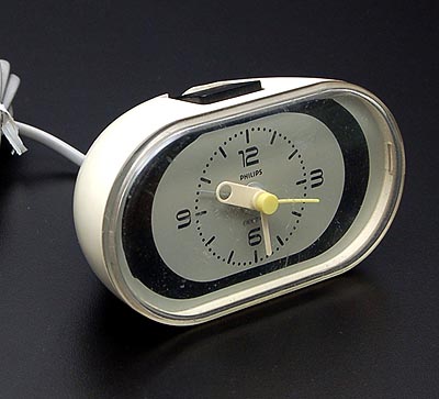  White plastic alarmclock executed by Philips / the Netherlands ca.1970 