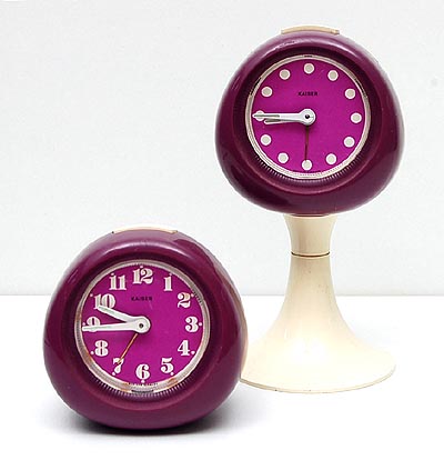  Two plastic mechanic retro alarmclocks executed by Kaiser / Germany ca.1970 
