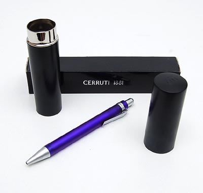  Blue plastic Cerruti 1881 roller ball-pen in original box design Nino Cerruti executed by Plastoria SA Italy 