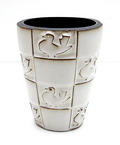  White glazed earthenware vase with relief decoration of doves design Jaap Ravelli executed by Potterij Ravelli / the Netherlandsca.1955 