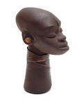  Abstract ceramic mask sculpture with copper jewelry design and executed by Jaap Ravelli 1956 Valkenburg Z-H / the Netherlands 
