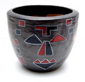  Brown glazed flowerpot with coloured abstract decoration design execution unknown ca.1980 