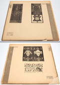  Four woodcarvings two per page from the Houtsnedenummer of the monthly Wendingen 1919 by J.L.M.Lauweriks K.P.C.de Bazel printed on Japanese paper 