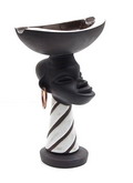 Abstract ceramic african head with ashtray on top and with copper earrings design and executed by Jaap Ravelli 1956 Valkenburg Z-H / the Netherlands 