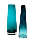  Two green glass vases executed by Riihimaën Lasi Oy / Finland ca.1970 