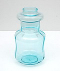  Blauw glazen Nostalgia vaas ontwerp Willem Heesen 1975 uitvoering Glasfabriek Leerdam 
