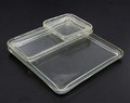  Three clear glass covers of the Kubus-Geschirr design Wilhelm Wagenfeld 1938 executed by VLG Vereinigte Lausitzer Glaswerke Weiszwasser / Germany 