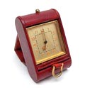  With red leather covered travel-alarmclock executed by Jaz / France ca.1930 