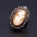  Cameo zilveren ring met markasieten ontwerp en uitvoering onbekend ca.1930 maat ca.16 