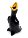  Black and yellow glazed earthenware  Pie Funnel  shaped like a bird execution unknown  