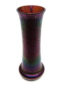  Irisé glazen vaas met opgelegde glasdraden in de stijl van Loetz Bohemen ca.1920 