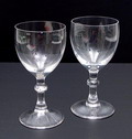  Wijn-klein glazen 2x van servies J ontwerp K.P.C.de Bazel 1917-'18 uitvoering Glasfabriek Leerdam 