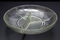  Persglazen drievak-schaal Libra ontwerp Floris Meydam 1951 uitvoering Glasfabriek Leerdam 