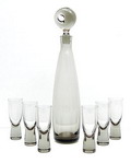 Decanter and six glasses Aristocrat design Per Lütken 1956 executed by Holmegaard / Denmark 