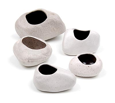 Five earthenware Rock vases design Zweitse Landheer 1979 executed by Cor Unum / the Netherlands 