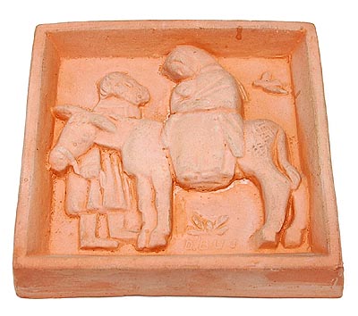 Unglazed earthenware tile design Dirk Bus 1907-1978 executed by Goedewaagen Gouda / the Netherlands 