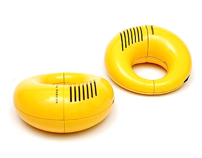 Yellow plastic transistor wrist-radio's R-72 Toot-a-Loop 2x executed by Panasonic / Japan ca.1970 