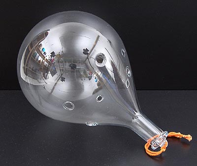 Clear glass object with holes design Michael Bang ca.1970 executed by Holmegaard / Denmark 