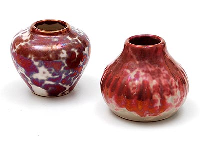 Earthenware vases with cloudy glaze 2x design Just van Deventer executed by de Marmot / the Netherlands 1949-'55 