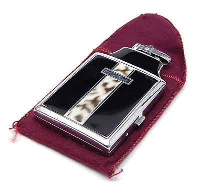 Art Deco Ronson cigarette case/lighter two-tone tortoise shell and chrome Art Deco design Ronson USA ca.1935 