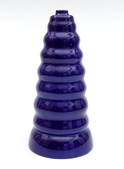Blue glazed earthenware vase 900 design Ugo La Pietra 2006 executed for Superego / Italy 