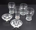 Four glasses model Formula and two Star candle-holders design Floris Meydam 1971 1960 executed by Glasfabriek Leerdam / the Netherlands 