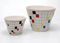 Two earthenware flowerpots 9,5 14 cm design execution by ADCO / the Netherlands ca.1960 