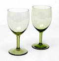 Two green wineglasses Gilde design A.D.Copier 1930 executed by Glasfabriek Leerdam 1958 the Netherlands 