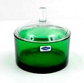 Green glass Pandora box with clear glass cover design Markku Salo 1989-'92 executed by Nuutajärvi Notsjö / Finland 