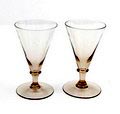 Fumé sherryglasses Halma 2x design W.J.Rozendaal 1932 executed by Kristalunie Maastricht / the Netherlands 