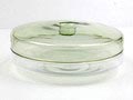  Clear glass cookie jar with green glass cover design Floris Meydam 1953 executed by Glasfabriek Leerdam / the Netherlands 