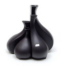 Black glazed porcelain vases Quartett design Jeroen Bechtold 1987 executed by Flora the Netherlands 