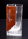 Clear glass vase with copper decoration design Tapio Wirkkala ca.1970 executed by Iittala / Finland 